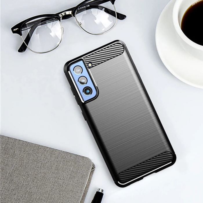 Husa Carbon Silicone pentru Samsung Galaxy S21 FE, Negru [5]
