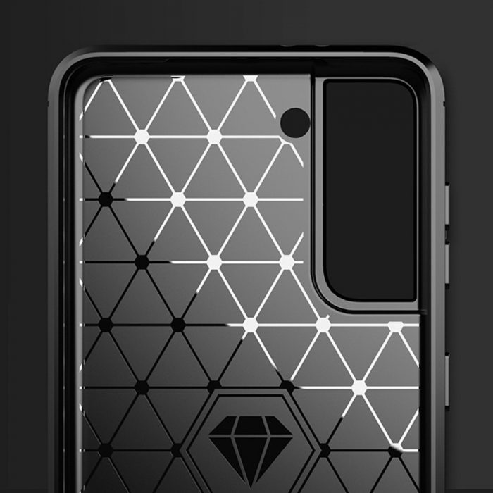 Husa Carbon Silicone pentru Samsung Galaxy S21, Negru [2]