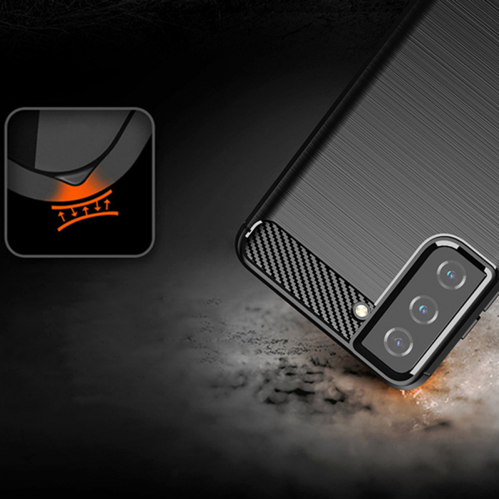 Husa Carbon Silicone pentru Samsung Galaxy S21, Negru [4]