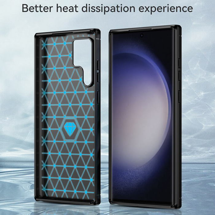 Husa Carbon Silicone pentru Samsung Galaxy S23 Ultra, Negru [6]