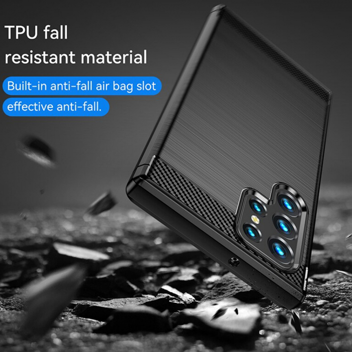 Husa Carbon Silicone pentru Samsung Galaxy S23 Ultra, Negru [7]