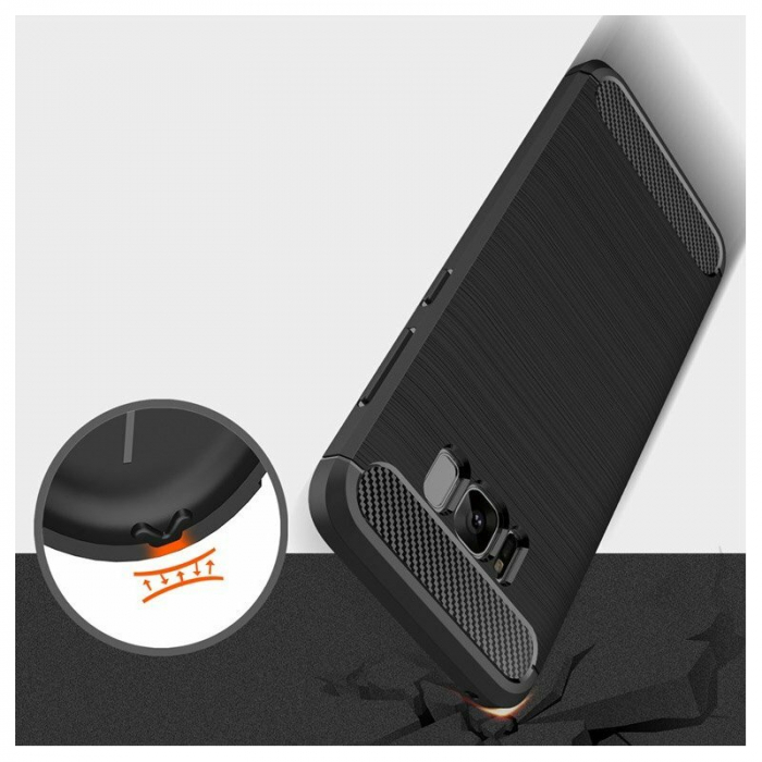 Husa Carbon Silicone pentru Samsung Galaxy S8 Plus, Negru [2]