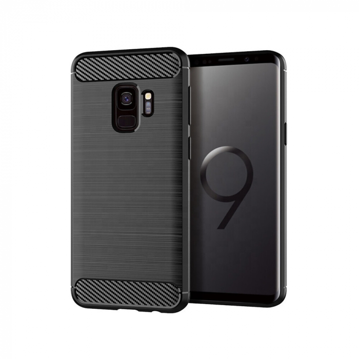 Husa Carbon Silicone pentru Samsung Galaxy S9, Negru [5]