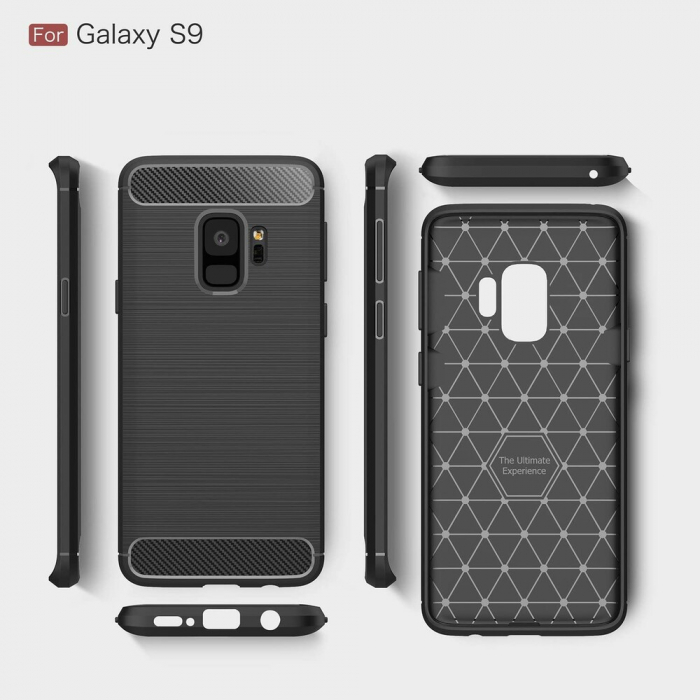 Husa Carbon Silicone pentru Samsung Galaxy S9, Negru [6]
