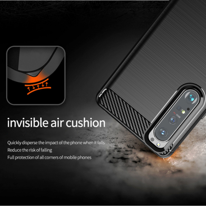 Husa Carbon Silicone pentru Sony Xperia 1 III, Negru [3]