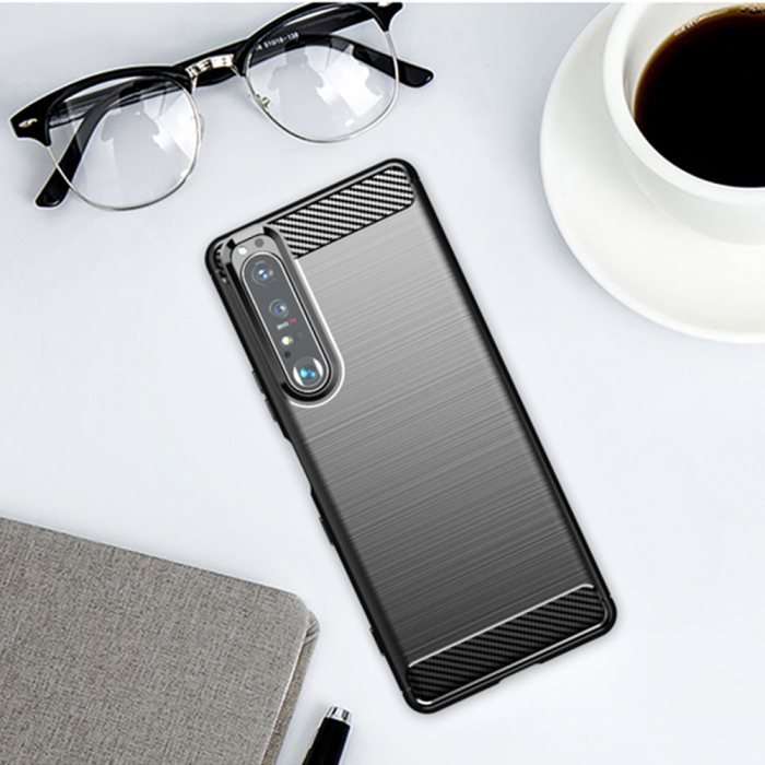 Husa Carbon Silicone pentru Sony Xperia 1 III, Negru [4]