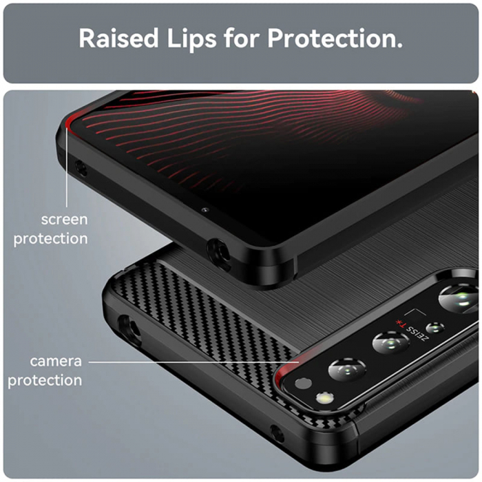 Husa Carbon Silicone pentru Sony Xperia 1 IV, Negru [6]