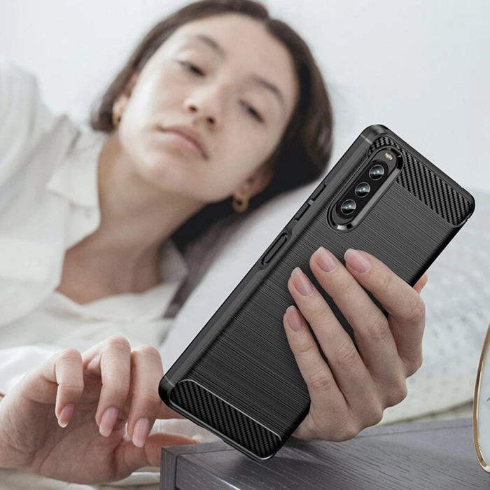 Husa Carbon Silicone pentru Sony Xperia 10 IV, Negru [7]