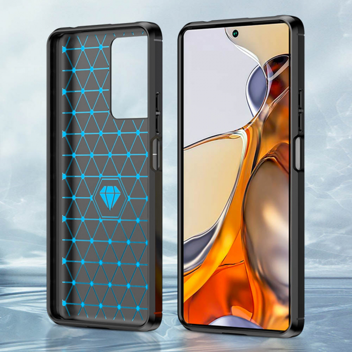 Husa Carbon Silicone pentru Xiaomi 11T / 11T Pro, Negru [6]