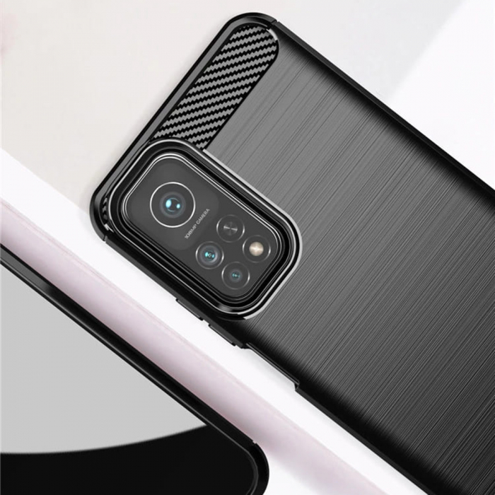 Husa Carbon Silicone pentru Xiaomi Mi 10T / Mi 10T Pro, Negru [2]
