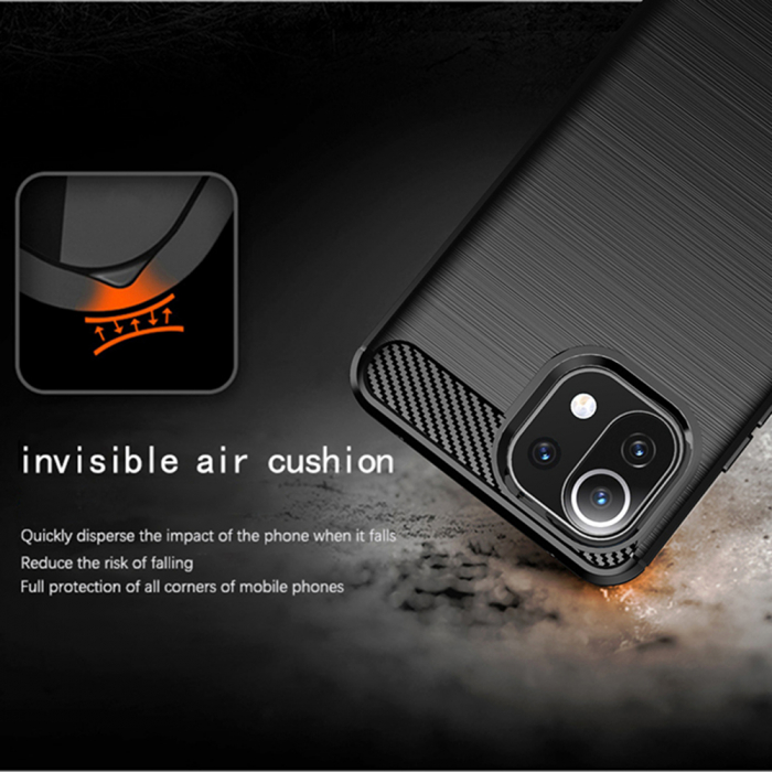 Husa Carbon Silicone pentru Xiaomi Mi 11 Lite, Negru [3]