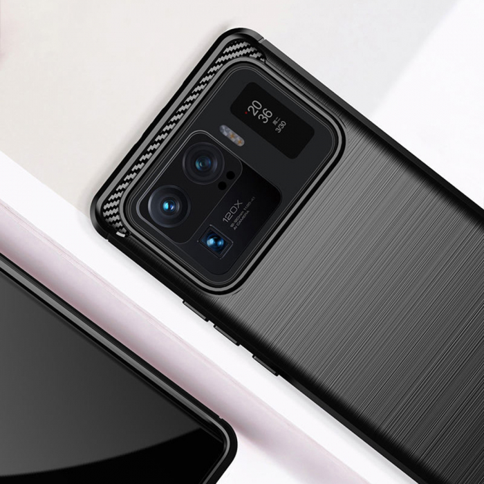 Husa Carbon Silicone pentru Xiaomi Mi 11 Ultra, Negru [3]