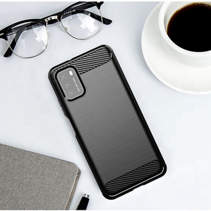 Husa Carbon Silicone pentru Xiaomi Poco M3, Negru [3]