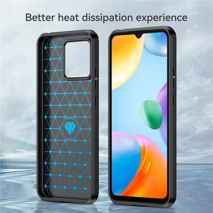 Husa Carbon Silicone pentru Xiaomi Redmi 10C, Negru [7]