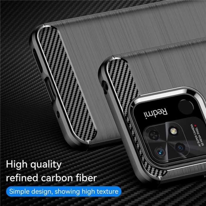 Husa Carbon Silicone pentru Xiaomi Redmi 10C, Negru [6]