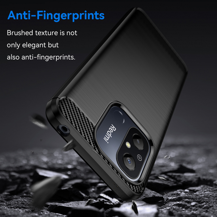 Husa Carbon Silicone pentru Xiaomi Redmi 12C, Negru [4]