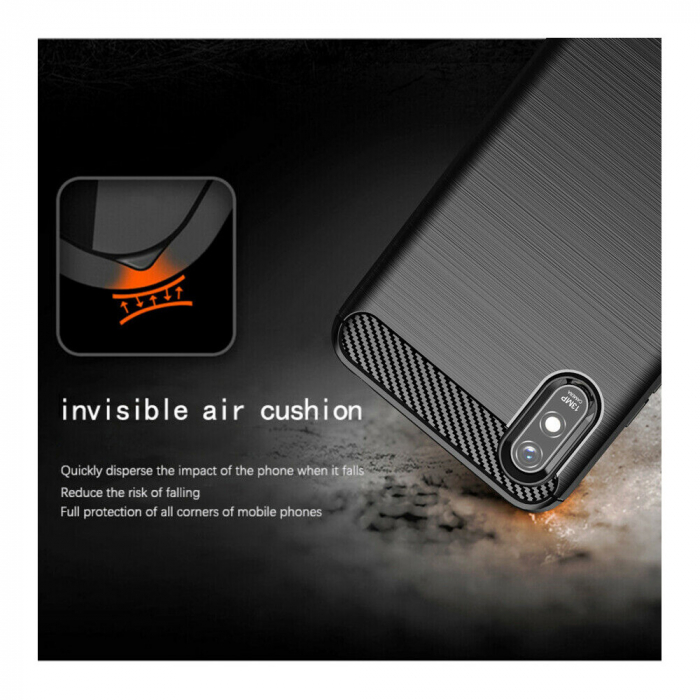 Husa Carbon Silicone pentru Xiaomi Redmi 9A, Negru [2]