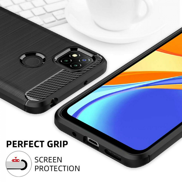 Husa Carbon Silicone pentru Xiaomi Redmi 9C, Negru [6]