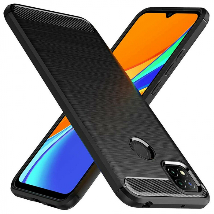 Husa Carbon Silicone pentru Xiaomi Redmi 9C, Negru [7]