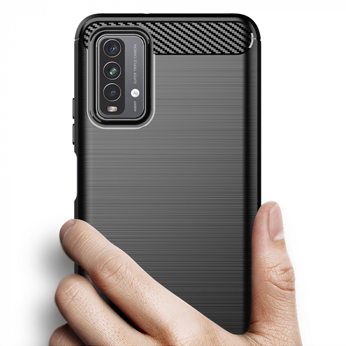 Husa Carbon Silicone pentru Xiaomi Redmi 9T, Negru [7]
