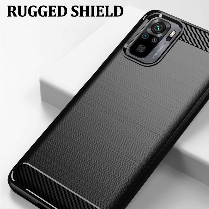 Husa Carbon Silicone pentru Xiaomi Redmi Note 10 / 10S, Negru [7]