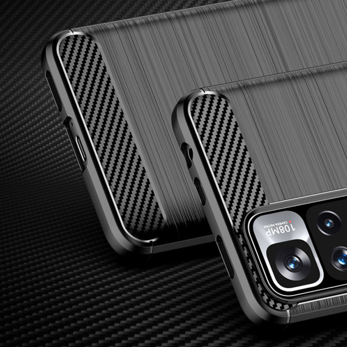 Husa Carbon Silicone pentru Xiaomi Redmi Note 11 Pro+ 5G, Negru [5]