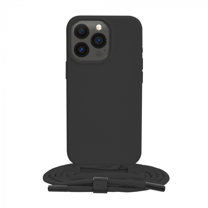 Husa cu snur iPhone 13 Pro, Crossbody Lanyard, Negru [1]