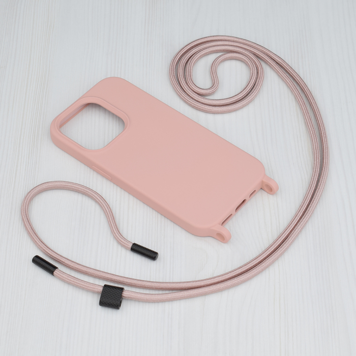 Husa cu snur iPhone 14 Pro, Crossbody Lanyard, Pink [2]