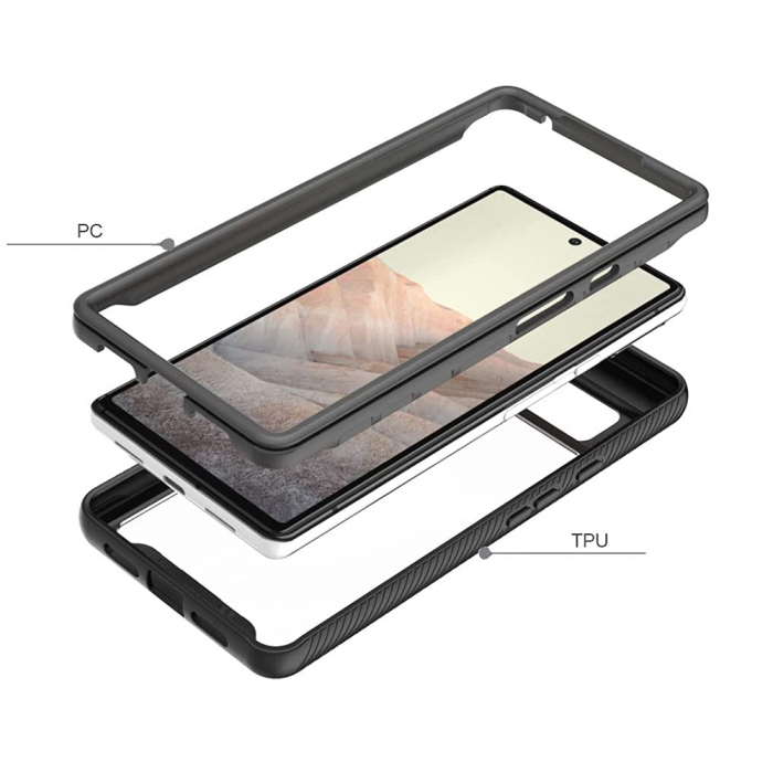 Husa Defense 360 + folie protectie pentru Google Pixel 6, Negru [2]