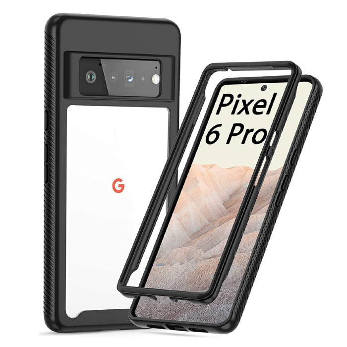 Husa Defense 360 + folie protectie pentru Google Pixel 6 Pro, Negru [2]