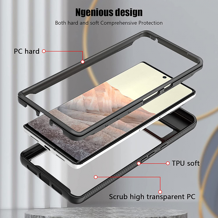 Husa Defense 360 + folie protectie pentru Google Pixel 6 Pro, Negru [3]