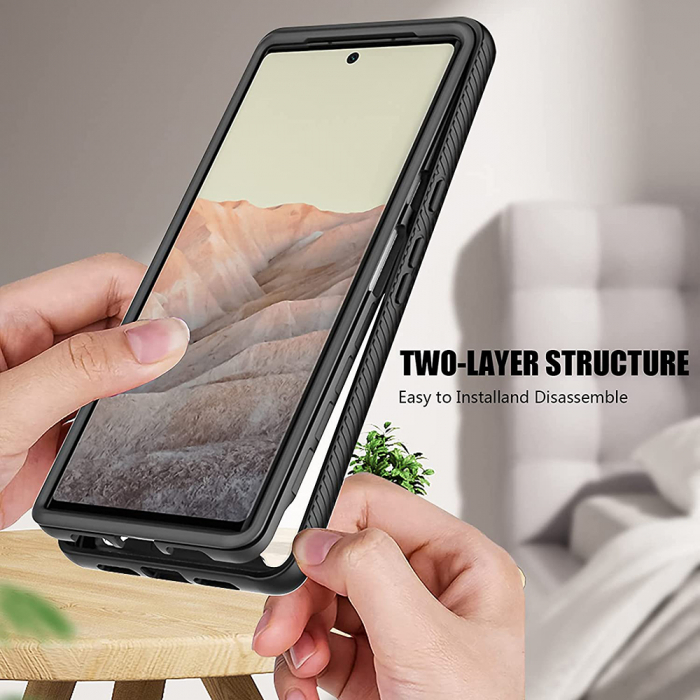 Husa Defense 360 + folie protectie pentru Google Pixel 6 Pro, Negru [6]