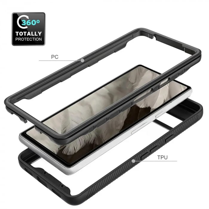 Husa Defense 360 + folie protectie pentru Google Pixel 7a, Negru [3]