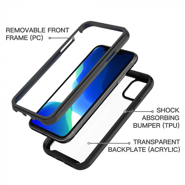 Husa Defense 360 + folie protectie pentru iPhone 11, Negru [2]