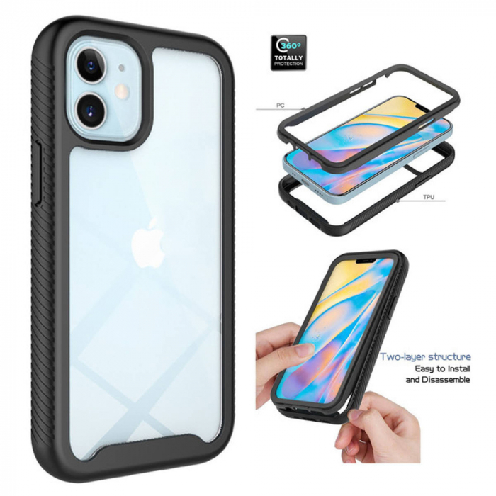 Husa Defense 360 + folie protectie pentru iPhone 12 Mini, Negru [3]
