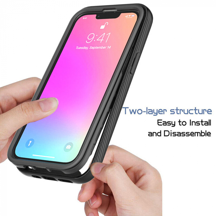 Husa Defense 360 + folie protectie pentru iPhone 14 Pro Max, Negru [4]