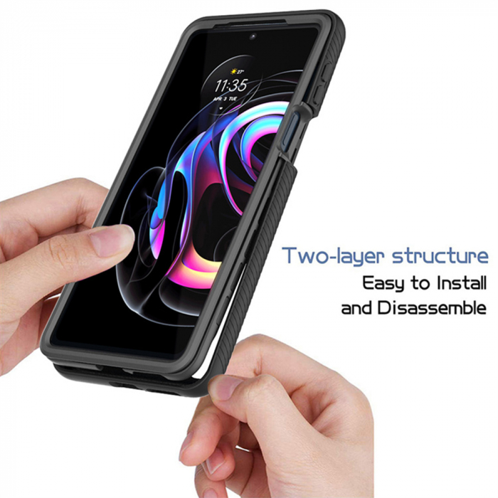 Husa Defense 360 + folie protectie pentru Motorola Edge 20 Pro, Negru [3]