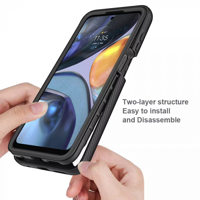 Husa Defense 360 + folie protectie pentru Motorola Moto E32, Negru [2]