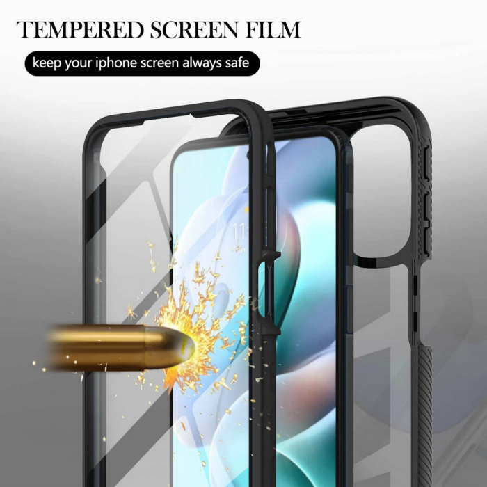 Husa Defense 360 + folie protectie pentru Motorola Moto G22, Negru [4]