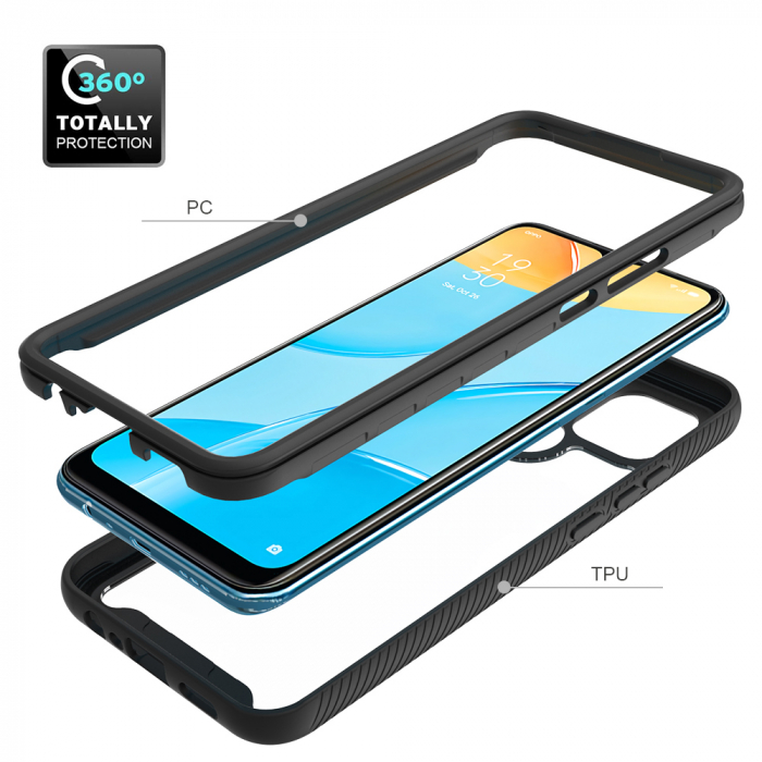 Husa Defense 360 + folie protectie pentru OPPO A15 / A15s, Negru [2]