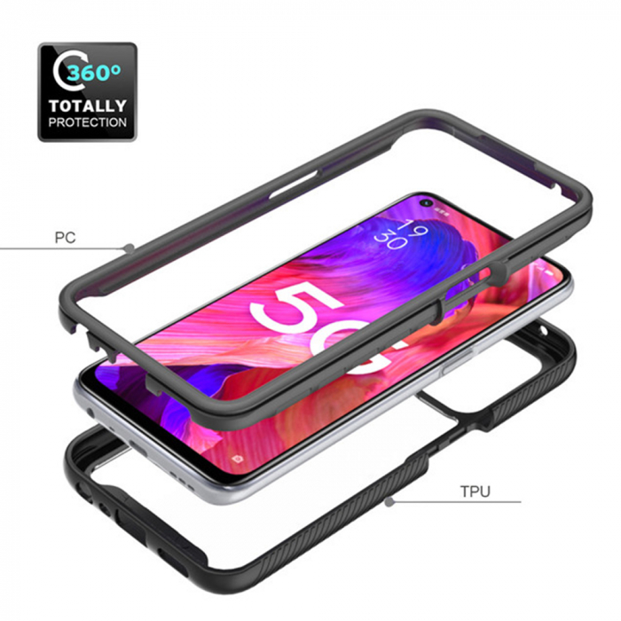 Husa Defense 360 + folie protectie pentru OPPO A54 5G / A74 5G, Negru [2]