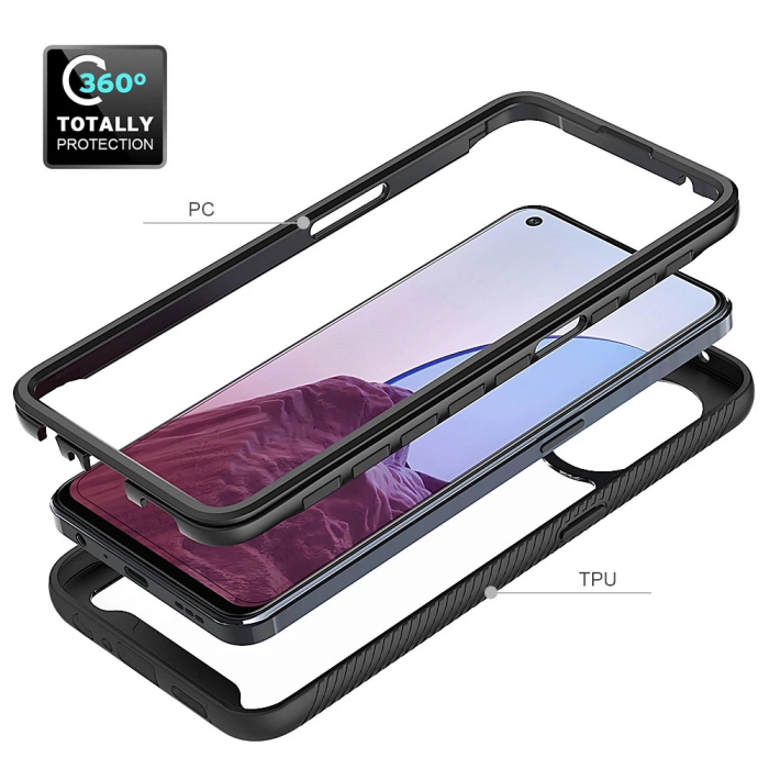 Husa Defense 360 + folie protectie pentru OPPO Reno 7 Lite / Reno8 Lite, Negru [4]