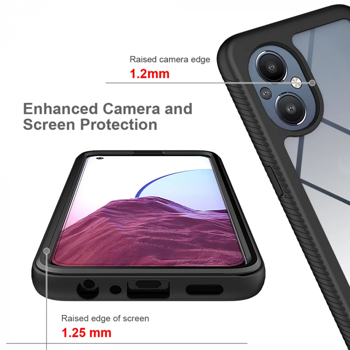 Husa Defense 360 + folie protectie pentru OPPO Reno 7 Lite / Reno8 Lite, Negru [6]