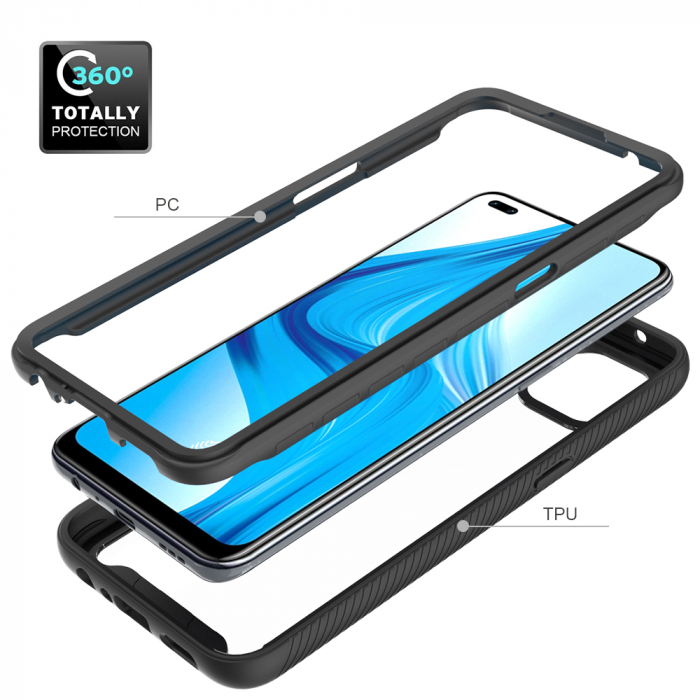 Husa Defense 360 + folie protectie pentru OPPO Reno4 Lite, Negru [2]