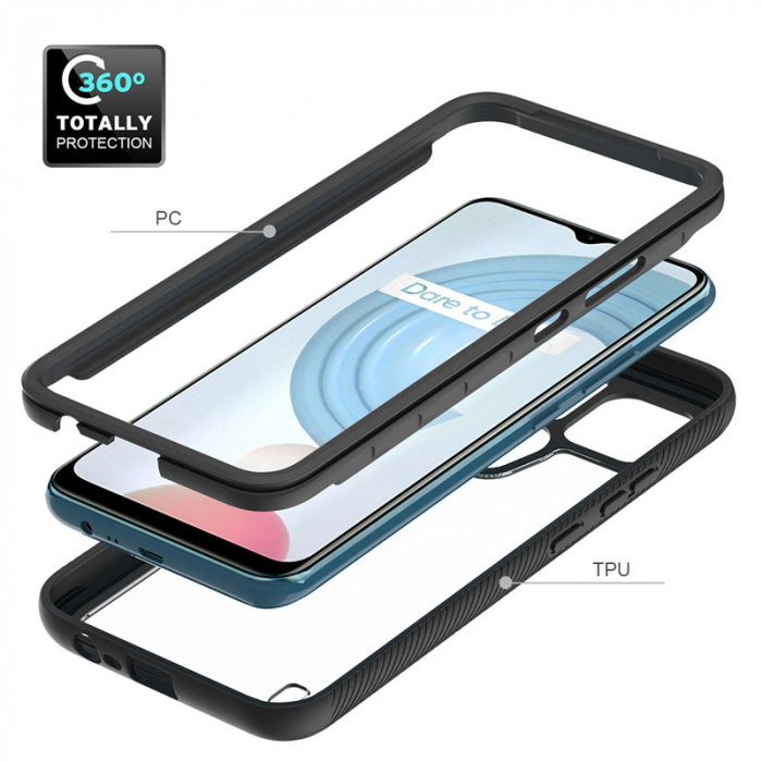 Husa Defense 360 + folie protectie pentru Realme C21Y, Negru [2]