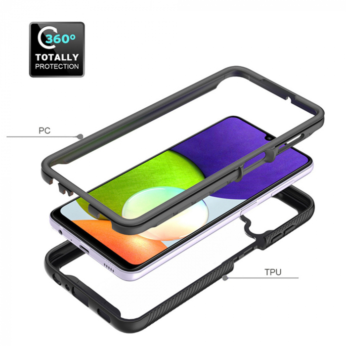Husa Defense 360 + folie protectie pentru Samsung Galaxy A22 4G, Negru [2]