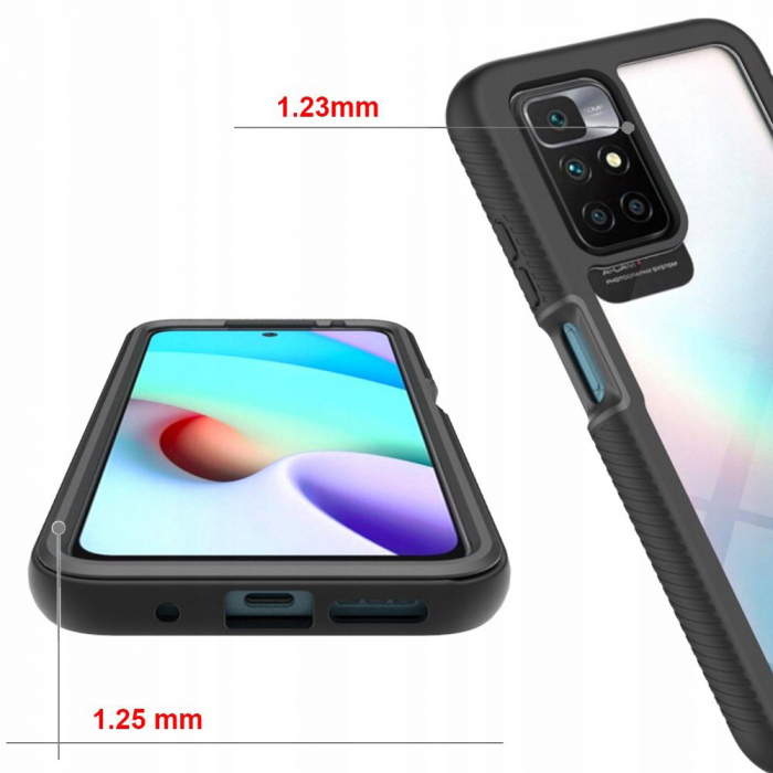 Husa Defense 360 + folie protectie pentru Xiaomi Redmi 10, Negru [5]