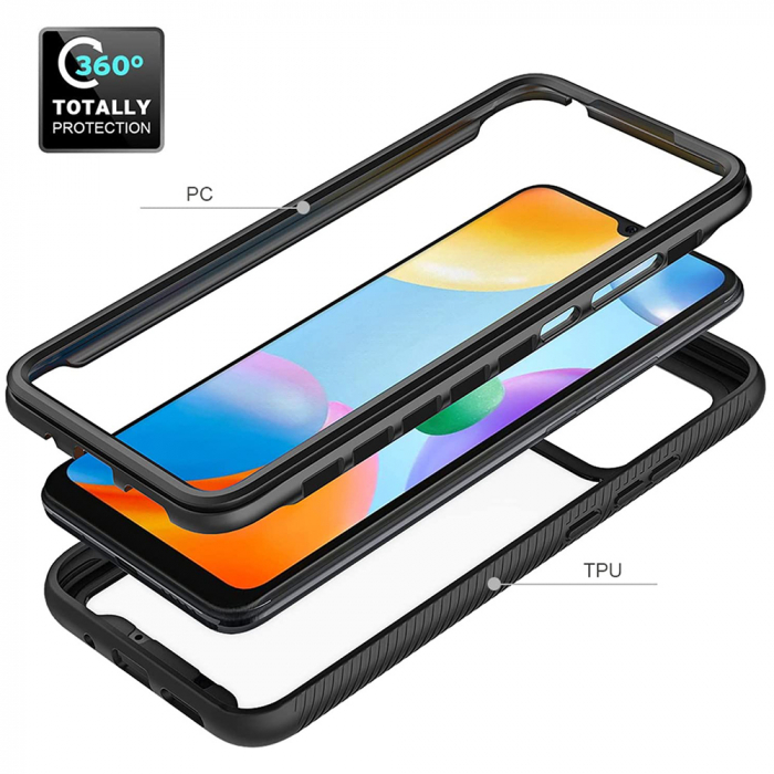 Husa Defense 360 + folie protectie pentru Xiaomi Redmi 10C, Negru [2]