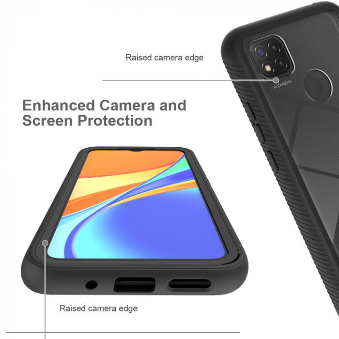 Husa Defense 360 + folie protectie pentru Xiaomi Redmi 9C, Negru [5]