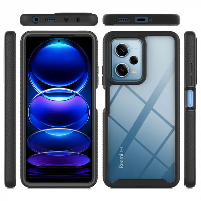 Husa Defense 360 + folie protectie pentru Xiaomi Redmi Note 12 5G, Negru [2]